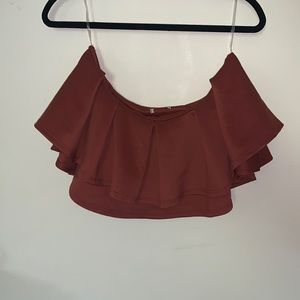 Off The Shoulder Burnt Orange Crop Top